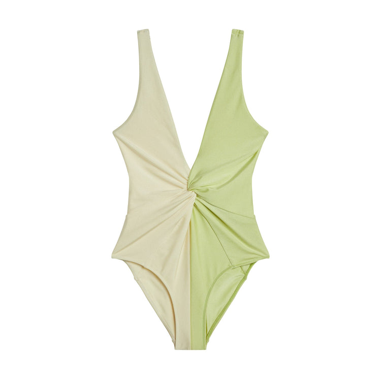 The Olivia One Piece in Honeydew/Ivory Shine