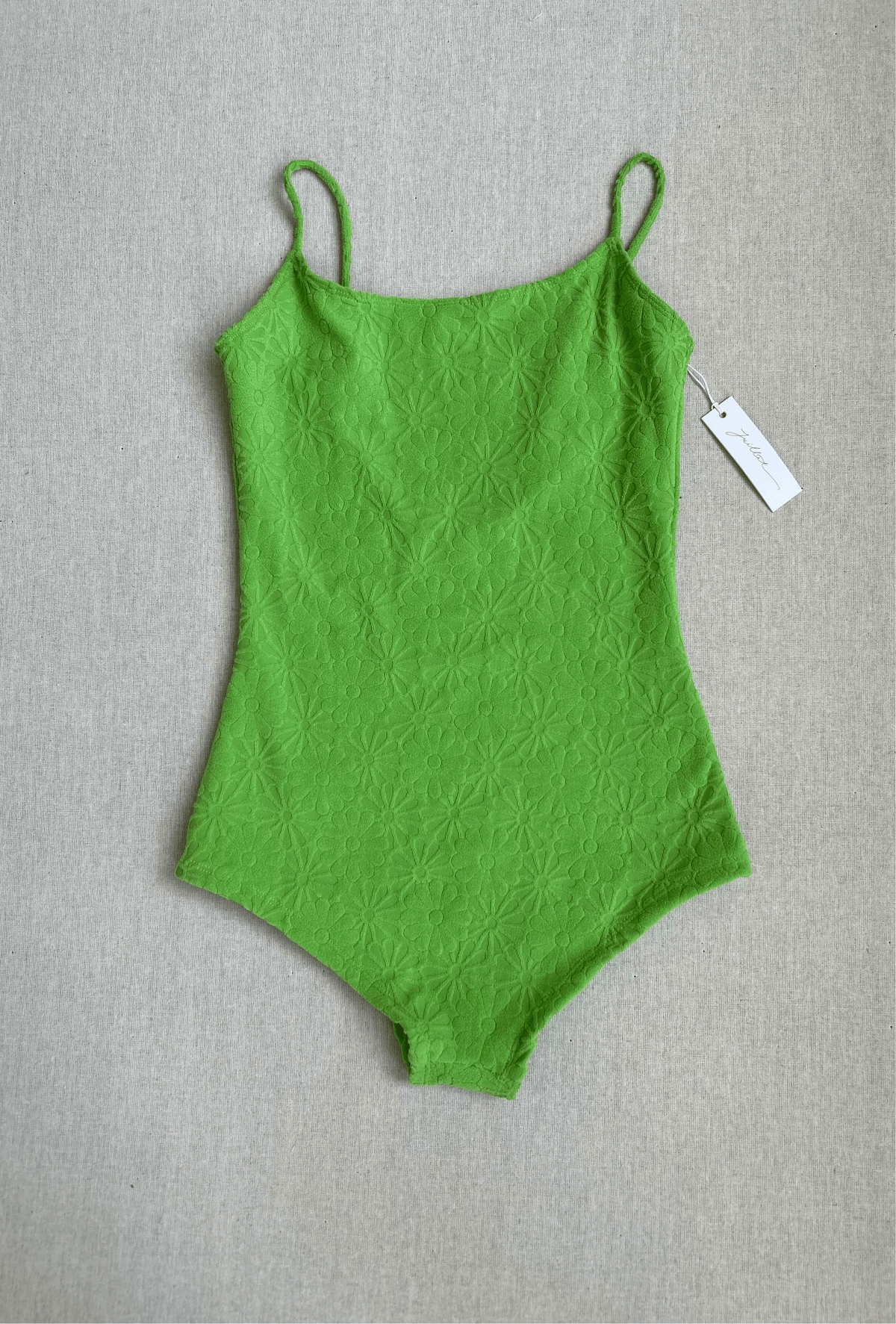 THE PFEIFFER PLAYSUIT IN GREEN TERRY SIZE XS
