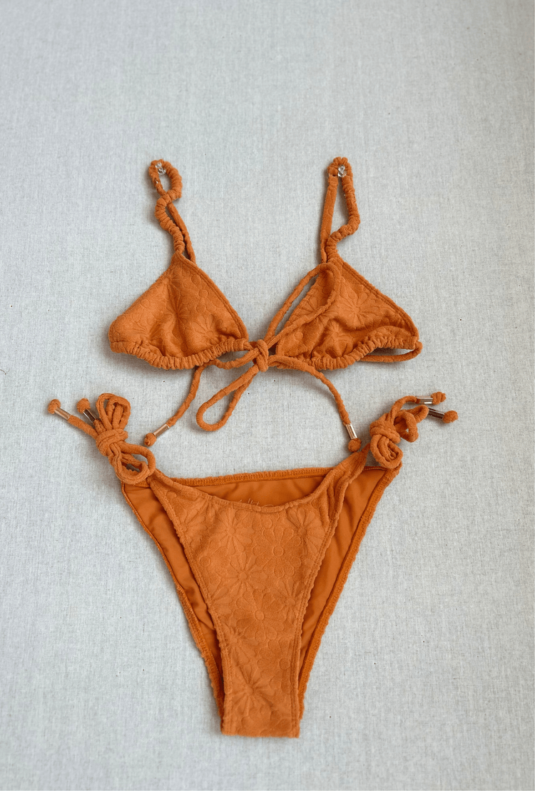 THE RUBY TOP + ROSE BOTTOM IN ORANGE TERRY XS