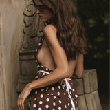 The Violet Top in Brown/Ivory Polka Dot