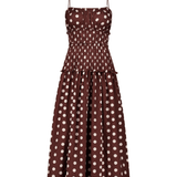 The Amelia Dress in Brown/Ivory Polka Dot