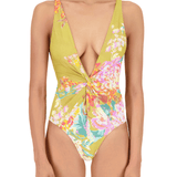 The Olivia One Piece in Chartreuse Floral