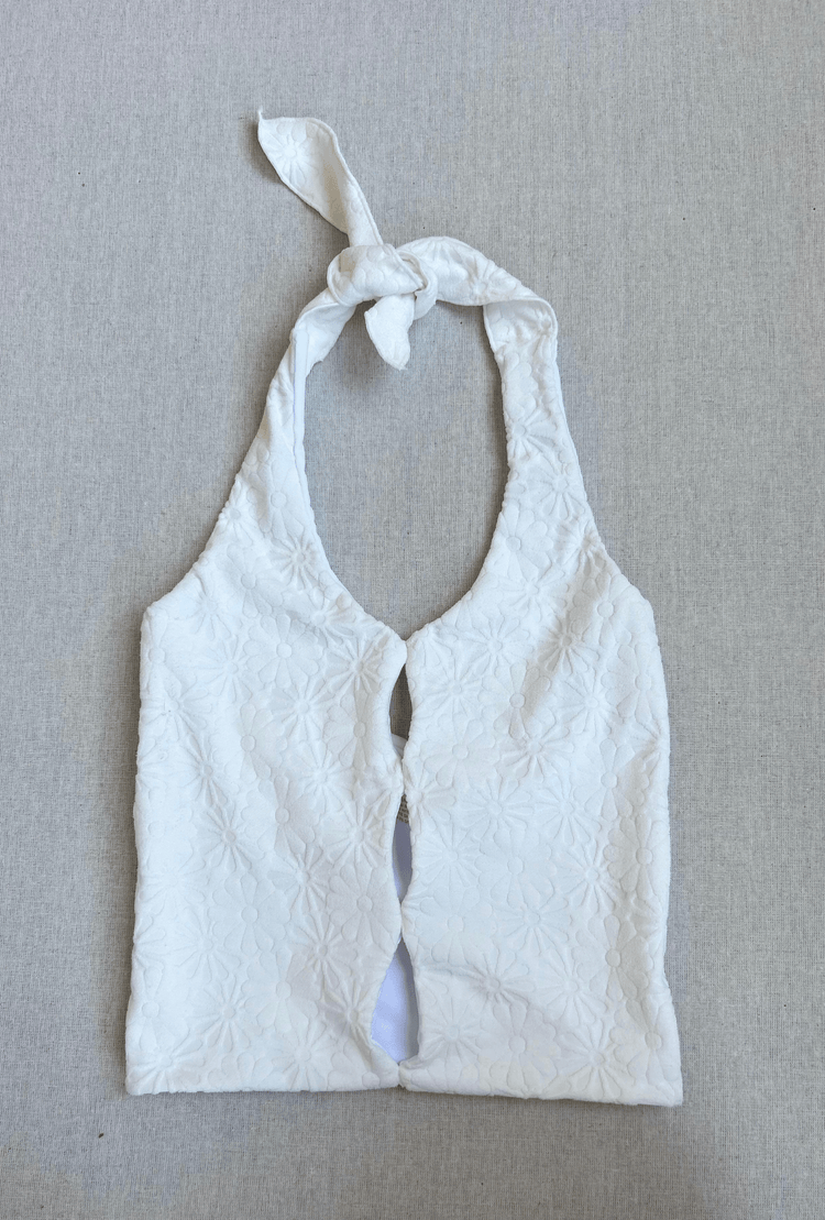 halter top in white daisy - size xs