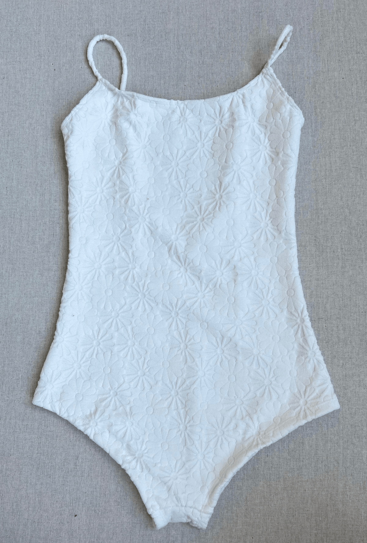 simple one piece in white daisy - size xs