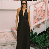 The Dolly Halter Dress in Amarone Brown