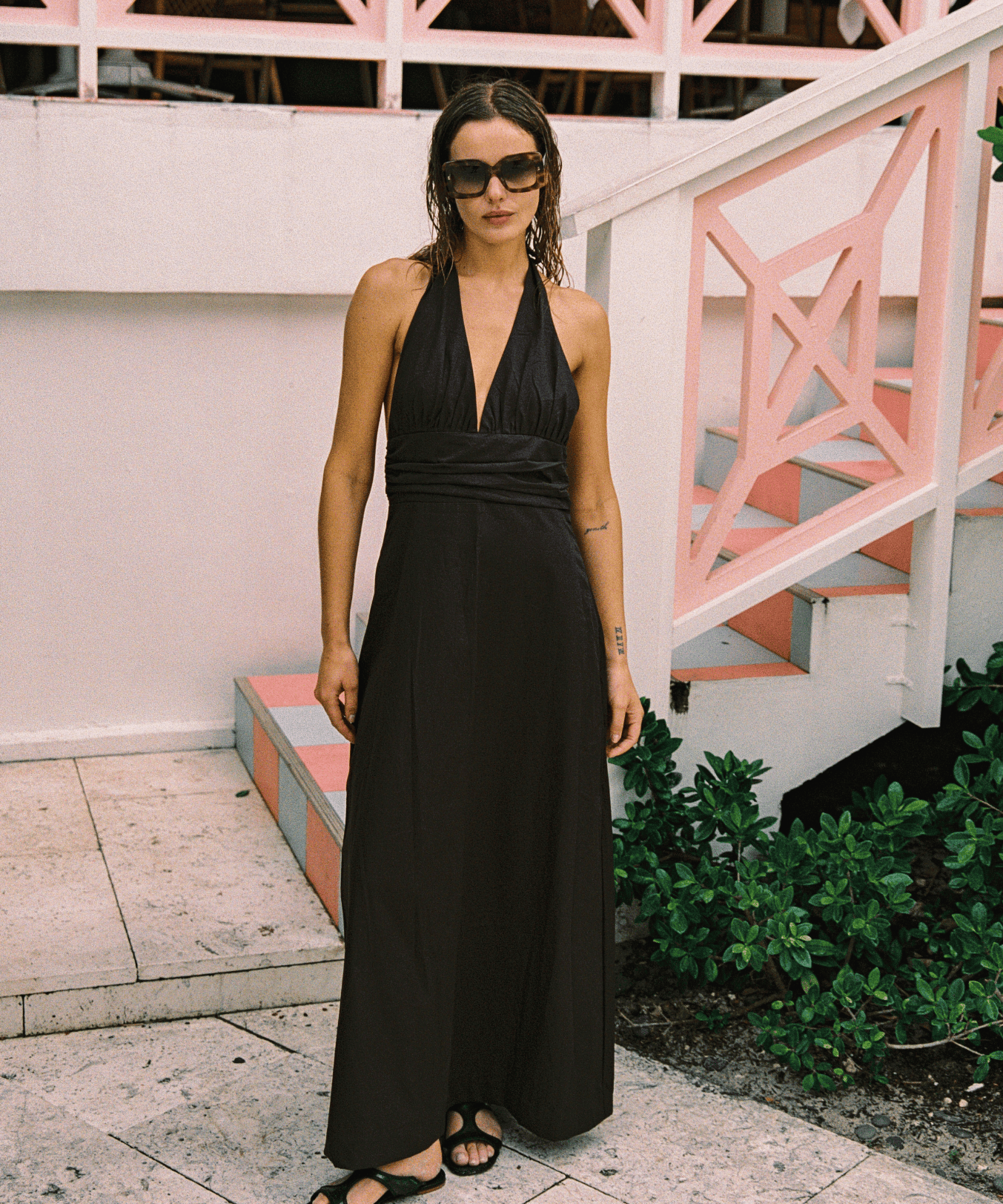 The Dolly Halter Dress in Amarone Brown