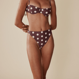 The Edie Bottom in Polka Dot Brown/Ivory