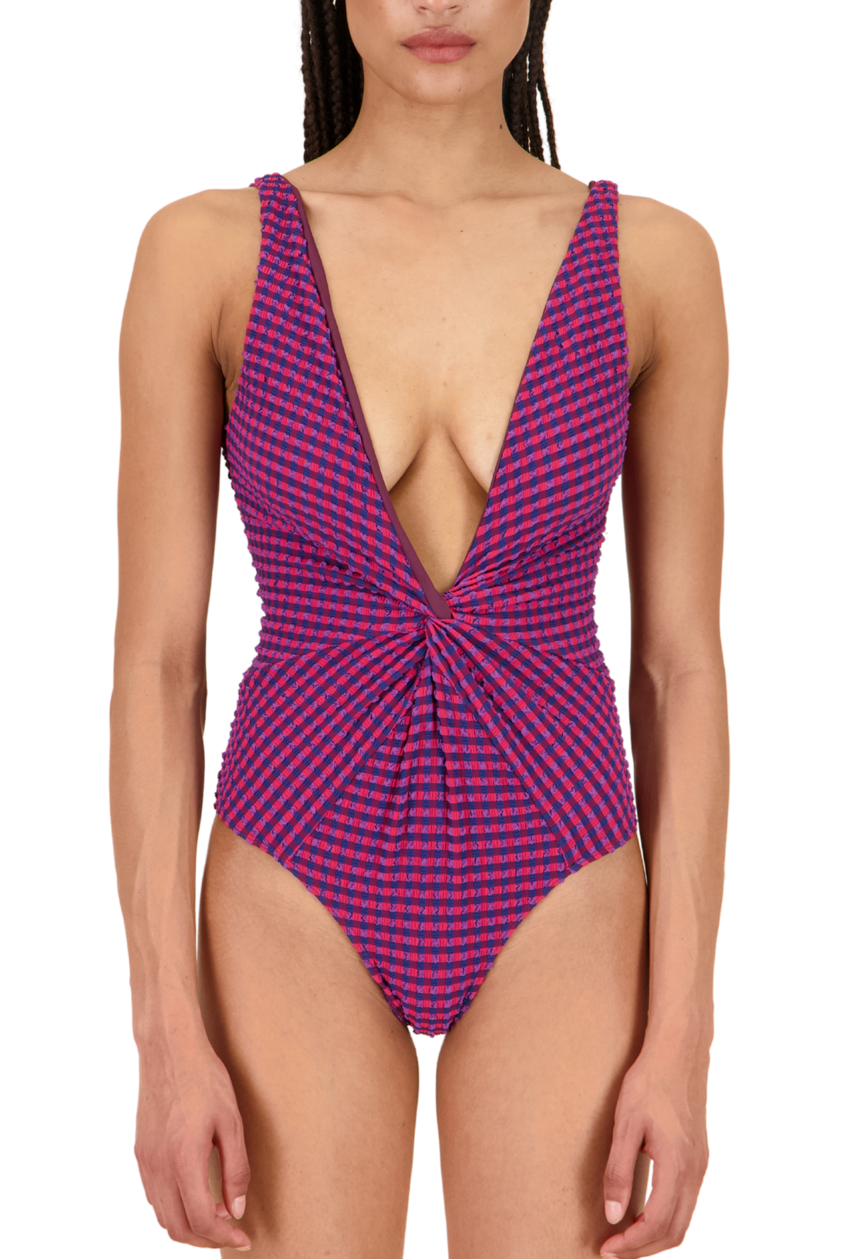 Olivia One Piece in Fig Plaid