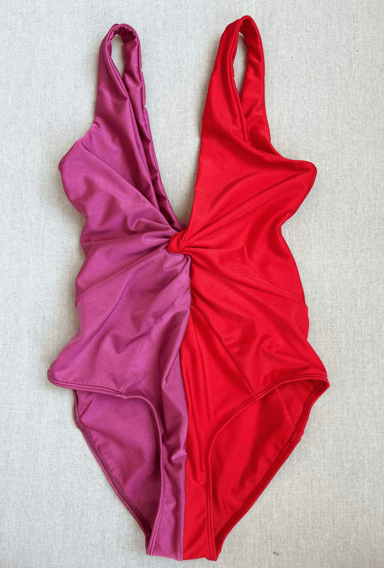 olivia one piece in purple / red shine - size s