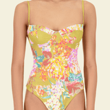 The Bowie One Piece in Chartreuse Floral