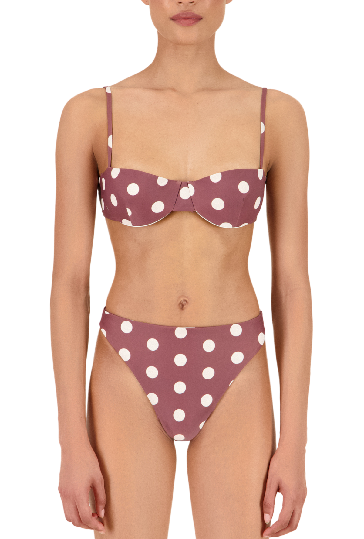 The Edie Bottom in Polka Dot Brown/Ivory