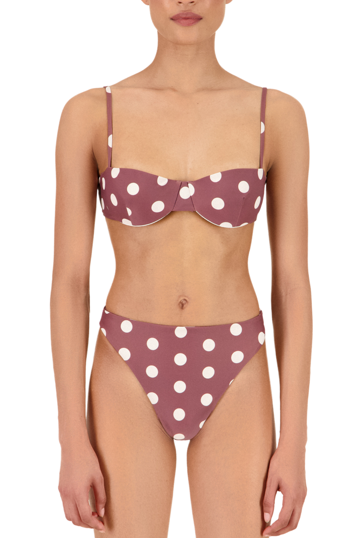 The Edie Bottom in Polka Dot Brown/Ivory