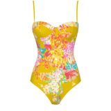 The Bowie One Piece in Chartreuse Floral