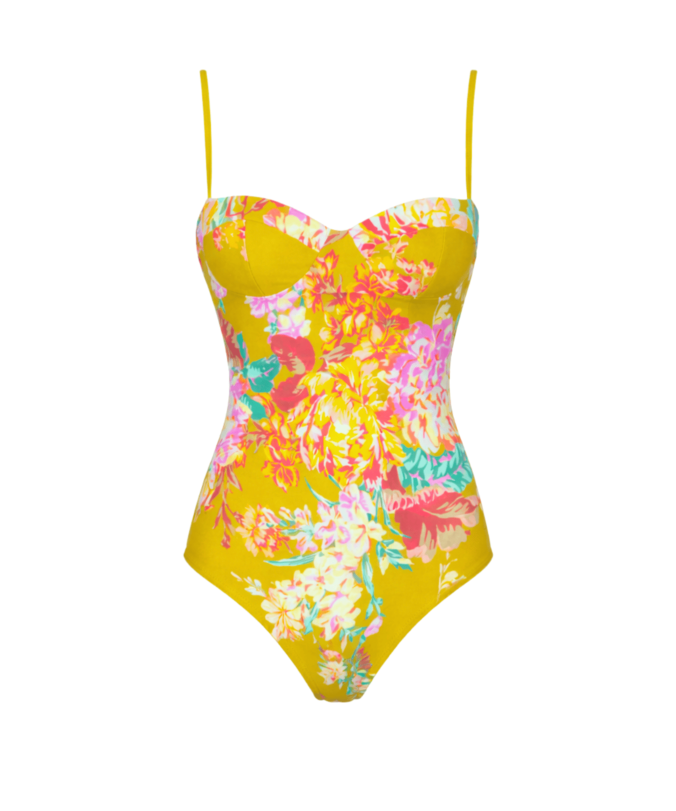 The Bowie One Piece in Chartreuse Floral