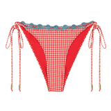 'Juillet x Lilly Sisto' The Nat String Bottom in Red Gingham/ Blue Crochet