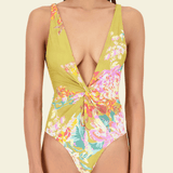 The Olivia One Piece in Chartreuse Floral