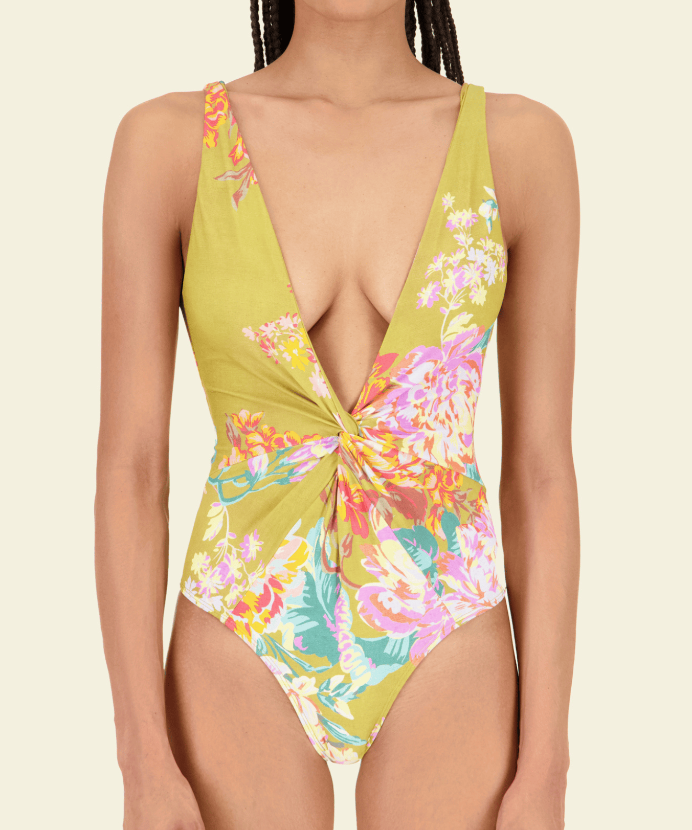 The Olivia One Piece in Chartreuse Floral