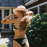 The Ingrid Top in Noir/Ivory Shine