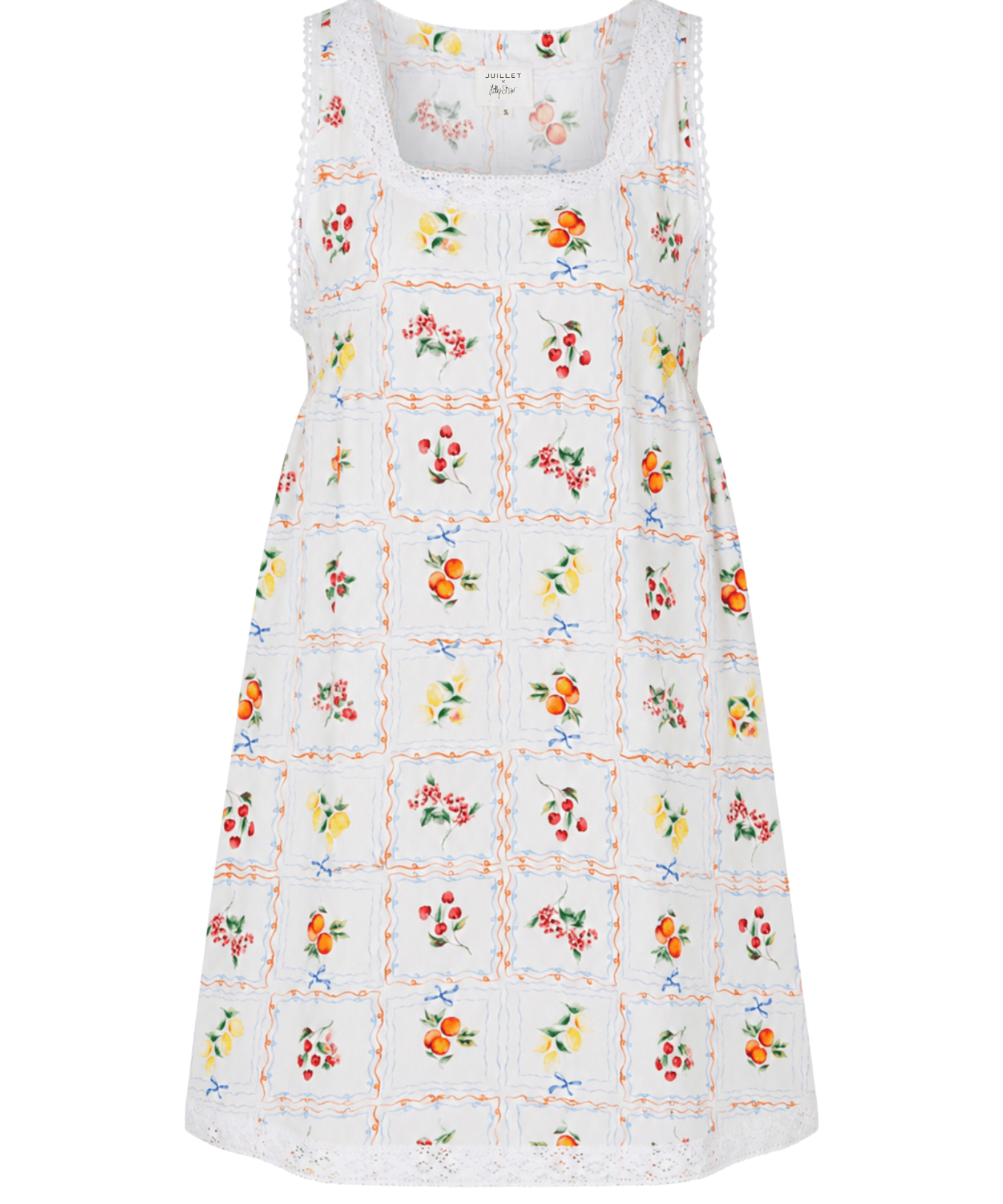 PRE-ORDER: JULY 1ST- 'Juillet x Lilly Sisto': The Sunday Babydoll Mini Dress Fruit (Fruit- Small)