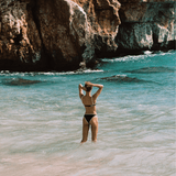 The Ingrid Top in Noir/Ivory Shine