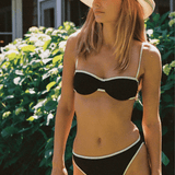 The Ingrid Top in Noir/Ivory Shine