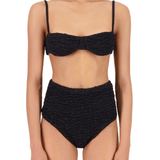 The Ingrid Top in Noir Luxe Crinkle