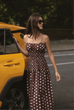 The Amelia Dress in Brown/Ivory Polka Dot