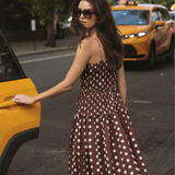 The Amelia Dress in Brown/Ivory Polka Dot