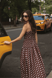 The Amelia Dress in Brown/Ivory Polka Dot