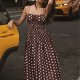 The Amelia Dress in Brown/Ivory Polka Dot
