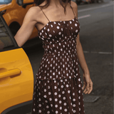 The Amelia Dress in Brown/Ivory Polka Dot