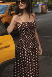 The Amelia Dress in Brown/Ivory Polka Dot