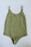 open back one piece in olive - size xs
