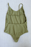 open back one piece in olive - size xs