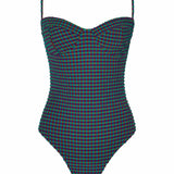 The Bowie One Piece in Eggplant Plaid