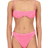 The Ingrid Top in Hot Pink Luxe Crinkle