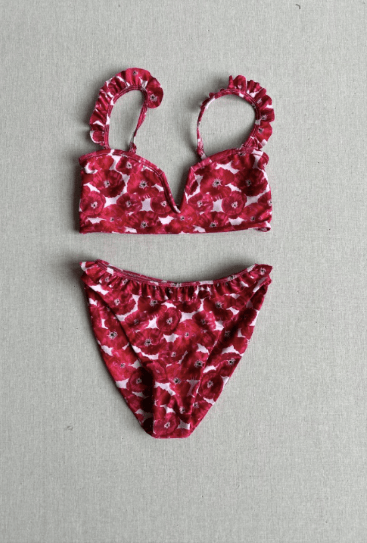 Ruffle Bikini Set in Pink Poppy