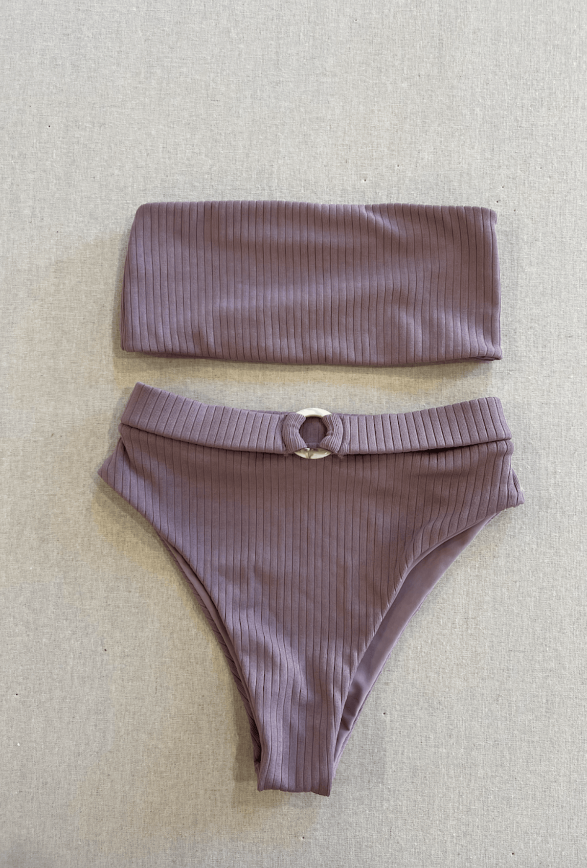 SARI TOP/ ASHLEY BOTTOM IN FOG RIB  (SAMPLE)